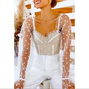 Beautiful Halo sheer polka dot crop top, NBW, NWT